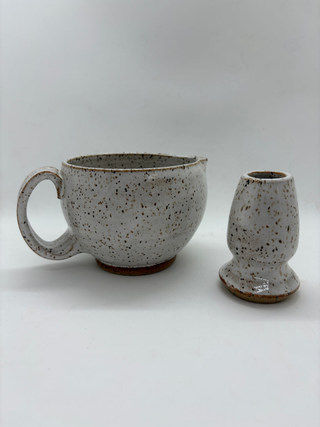 White Speckled Matcha Bowl + Whisk Set