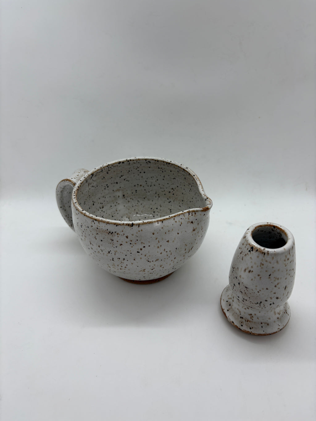 White Speckled Matcha Bowl + Whisk Set