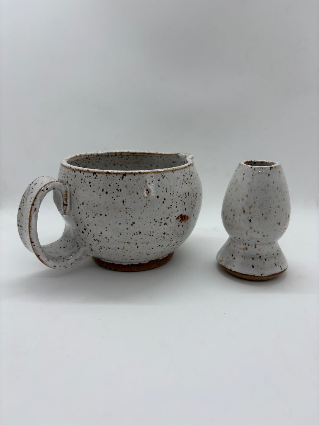 White Speckled Matcha Bowl + Whisk Set