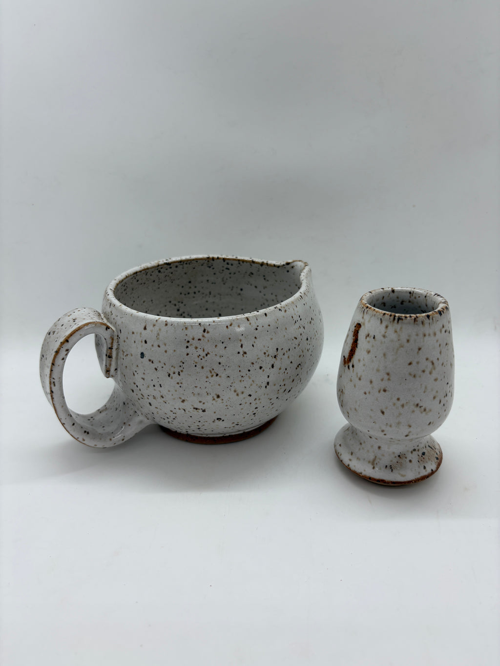White Speckled Matcha Bowl + Whisk Set